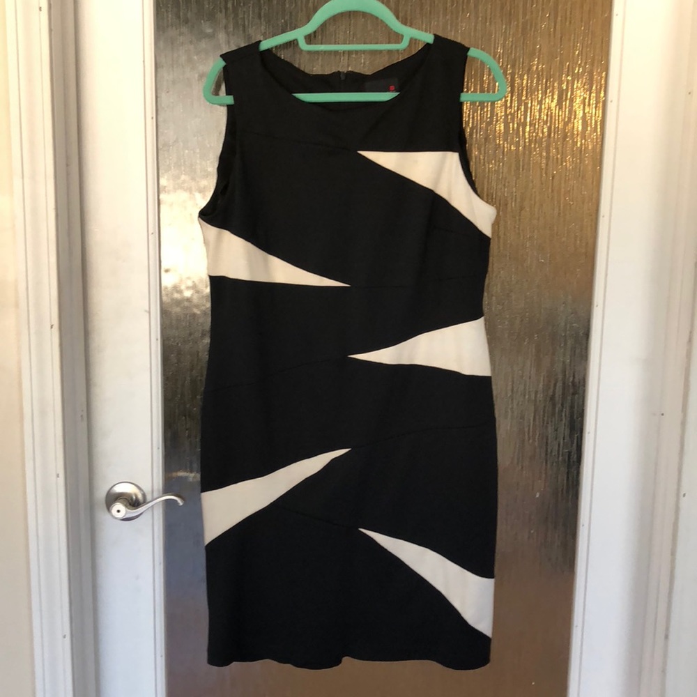 Black and cream shift dress.